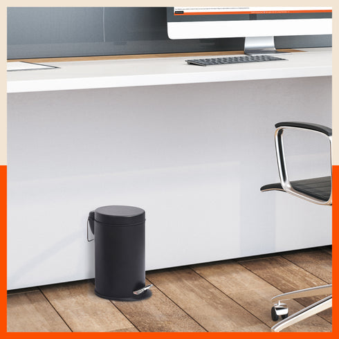 Bathla Accord Black Step Dustbin for Home, Office & Kitchen - 5 Litres | Heavy-Duty Step Bin with Foot Pedal | Durable & Hands-Free Waste Bin